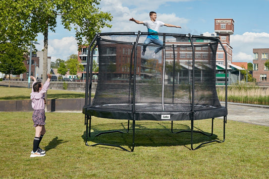 10ft Salta Black Round Premium Edition Trampoline with Enclosure - SGP Garden Ltd