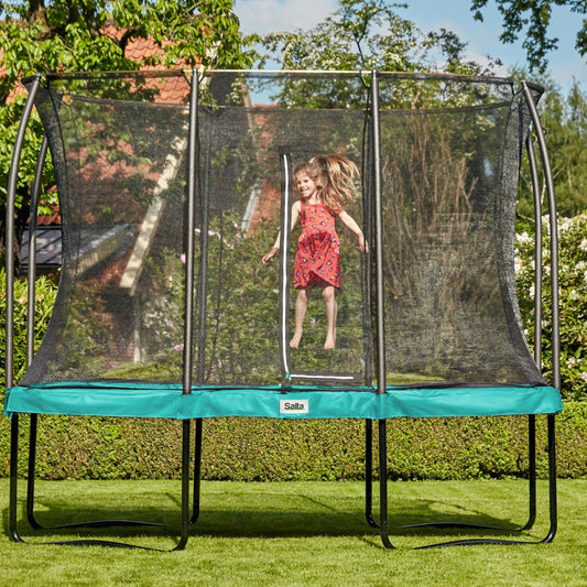 7ft x 5ft Salta Green Rectangular Comfort Edition Trampoline with Enclosure - SGP Garden Ltd