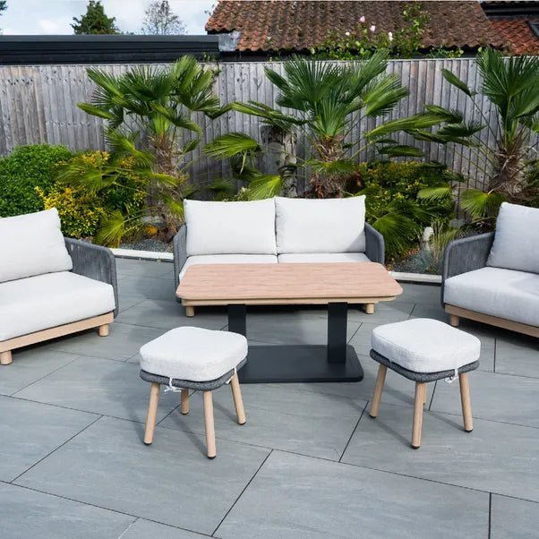 BUXTON - Rope Weave 2 Seater Sofa Set with Piller Coffee Table and 2 Stools - SGP Garden Ltd