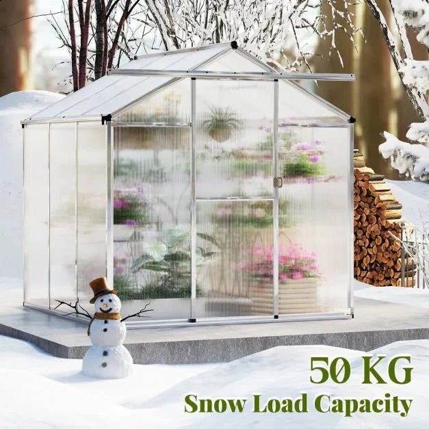 Large Walk‑In Polycarbonate Greenhouse (185 × 185 cm / 244 × 185 cm) - SGP Garden Ltd