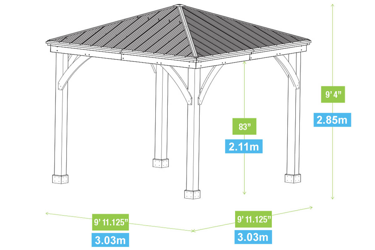 Yardistry Wooden Gazebo 10ft x 10ft (3m x 3m) - SGP Garden Ltd