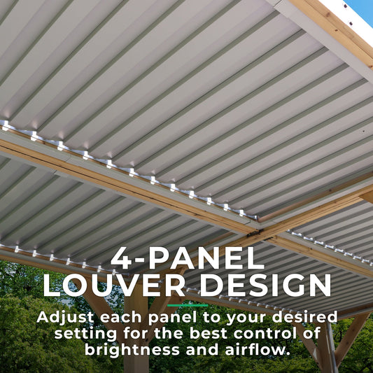 Yardistry Wooden Pergola 10ft x 20ft (3m x 6m) with Louvered Roof - SGP Garden Ltd