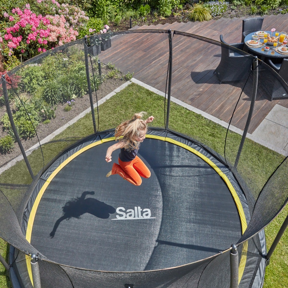 10ft Salta Black Comfort Edition InGround Round Trampoline with Enclosure - SGP Garden Ltd