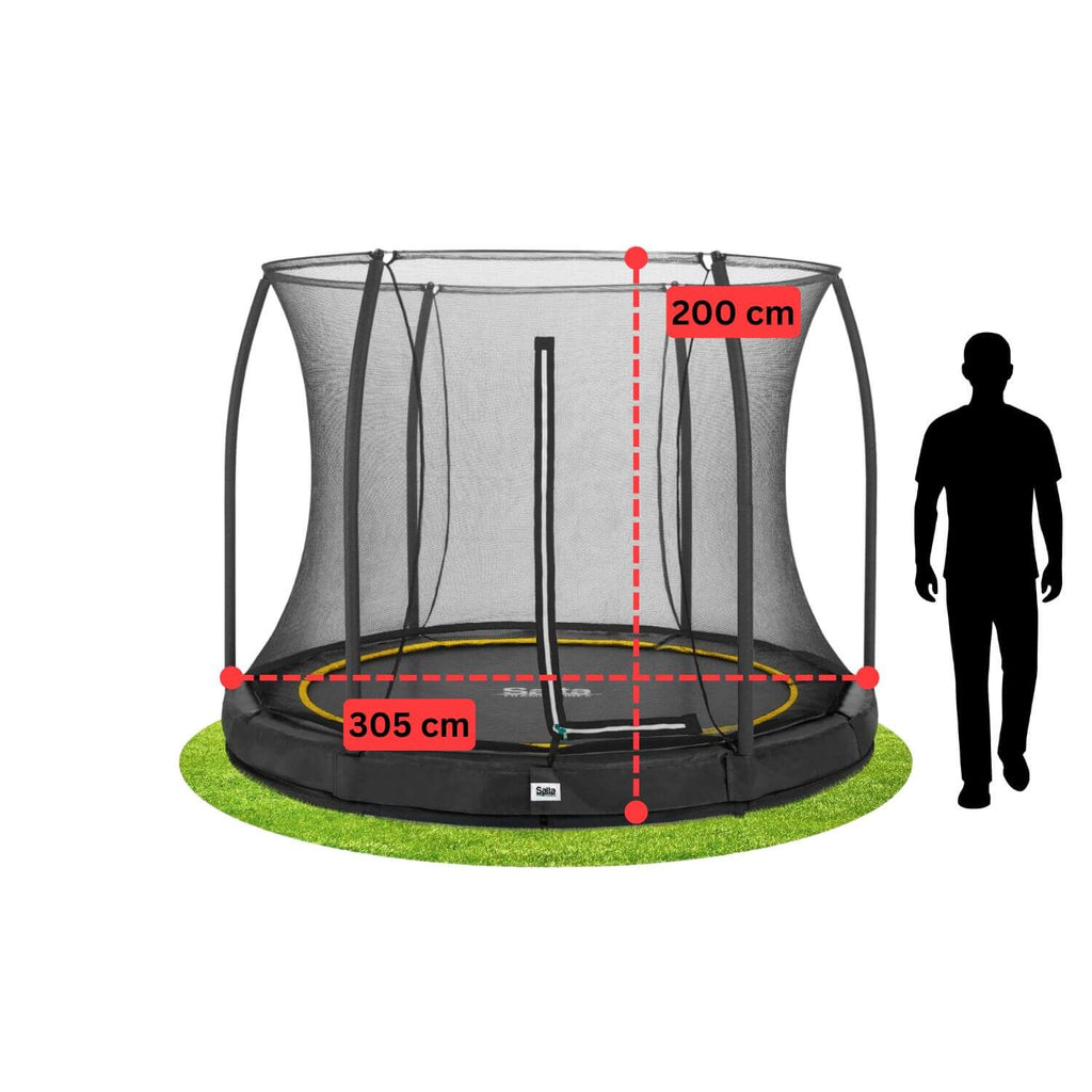 10ft Salta Black Comfort Edition InGround Round Trampoline with Enclosure - SGP Garden Ltd