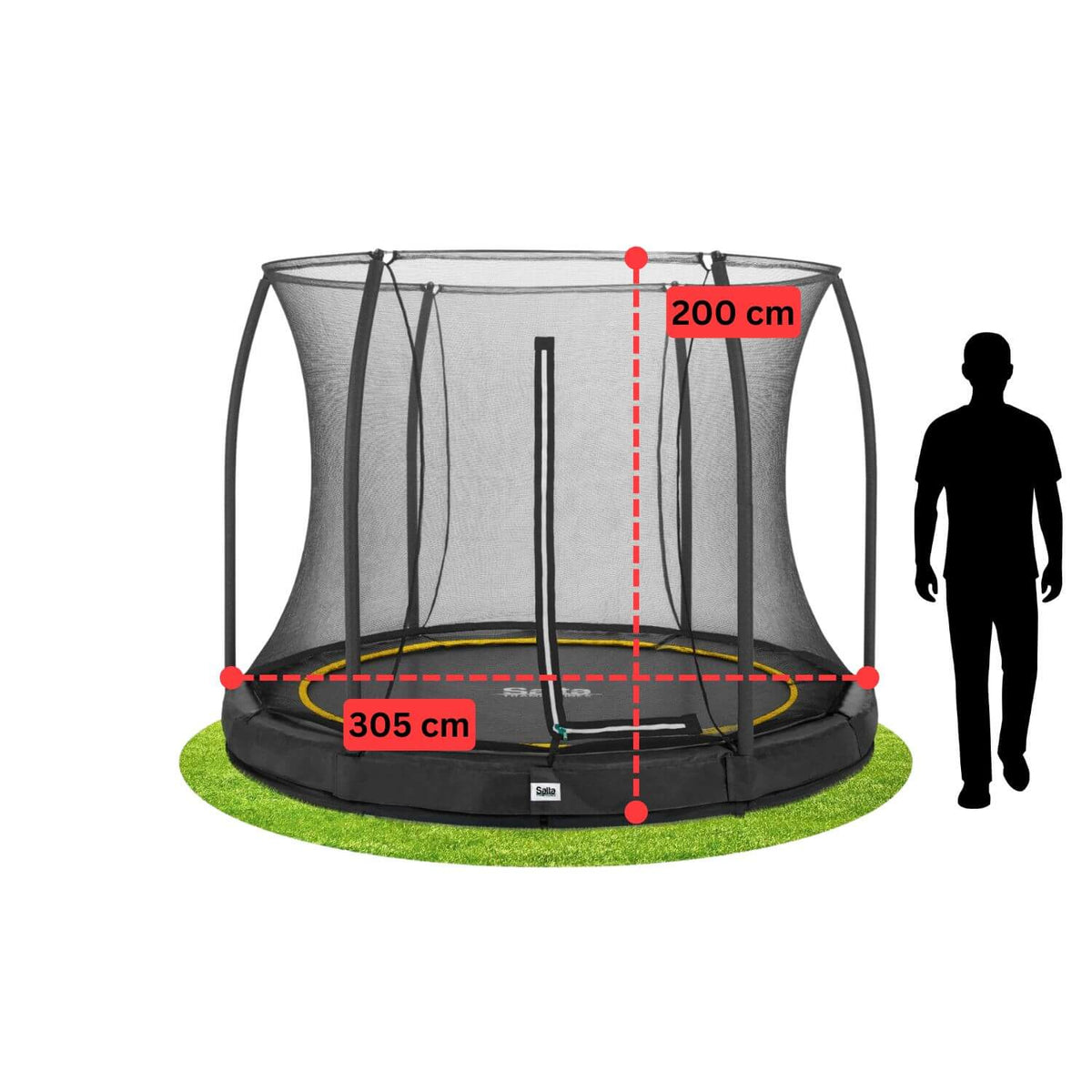 10ft Salta Black Comfort Edition InGround Round Trampoline with Enclosure - SGP Garden Ltd