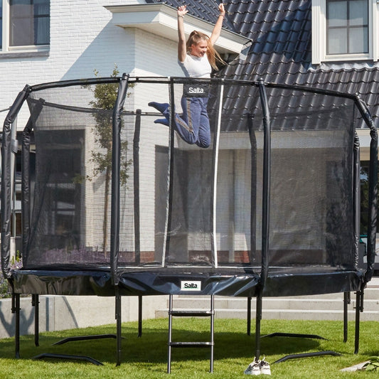 10ft Salta Black Round First Class Edition Trampoline with Enclosure - SGP Garden Ltd