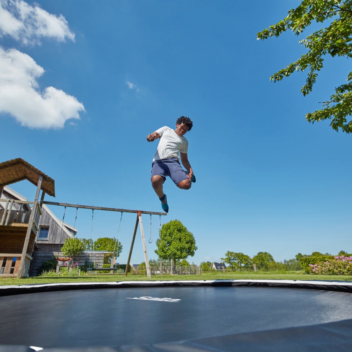 10ft Salta Royal Baseground Black Round Trampoline - SGP Garden Ltd