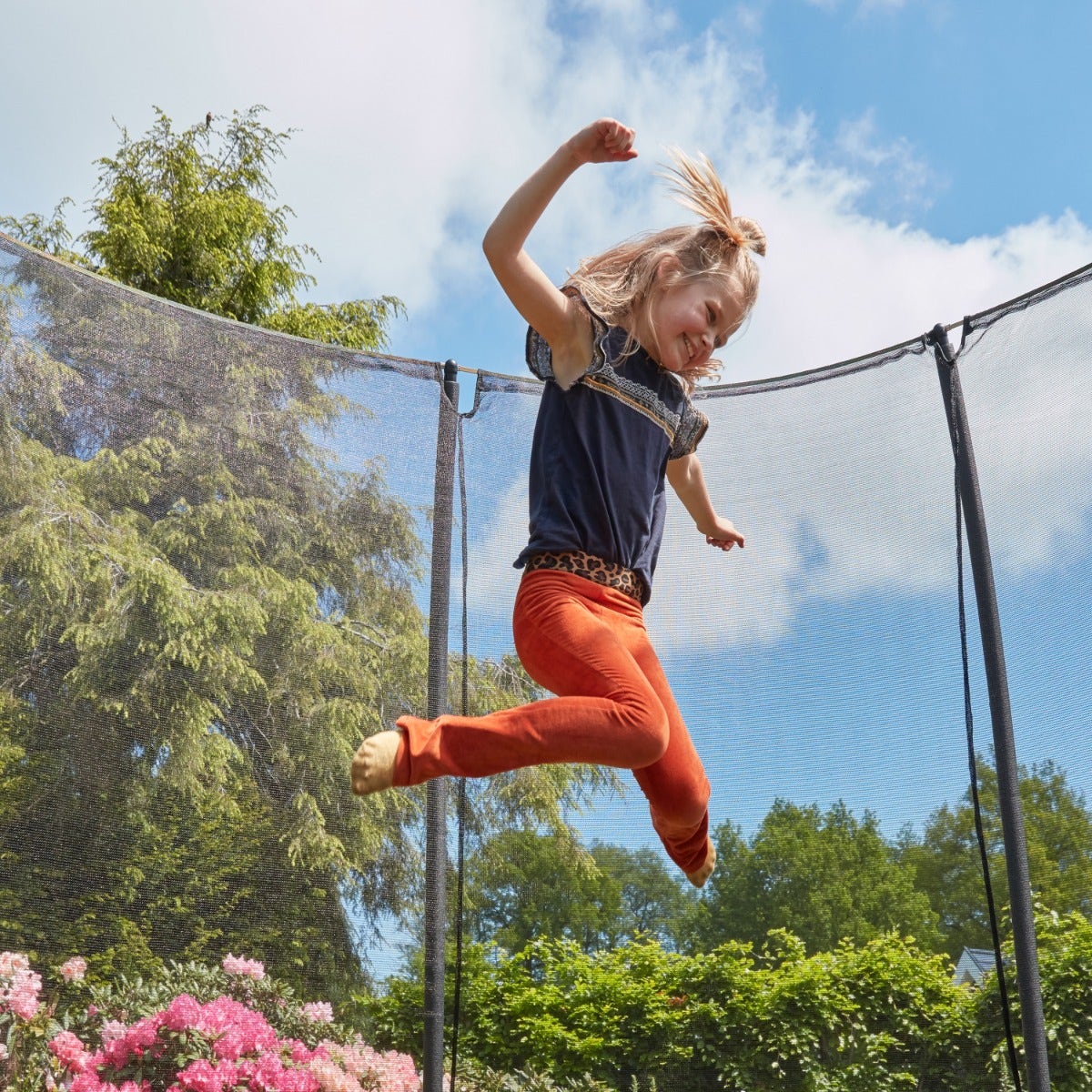 10ft x 7ft Salta Black Rectangular Comfort Edition Inground Trampoline with Enclosure - SGP Garden Ltd
