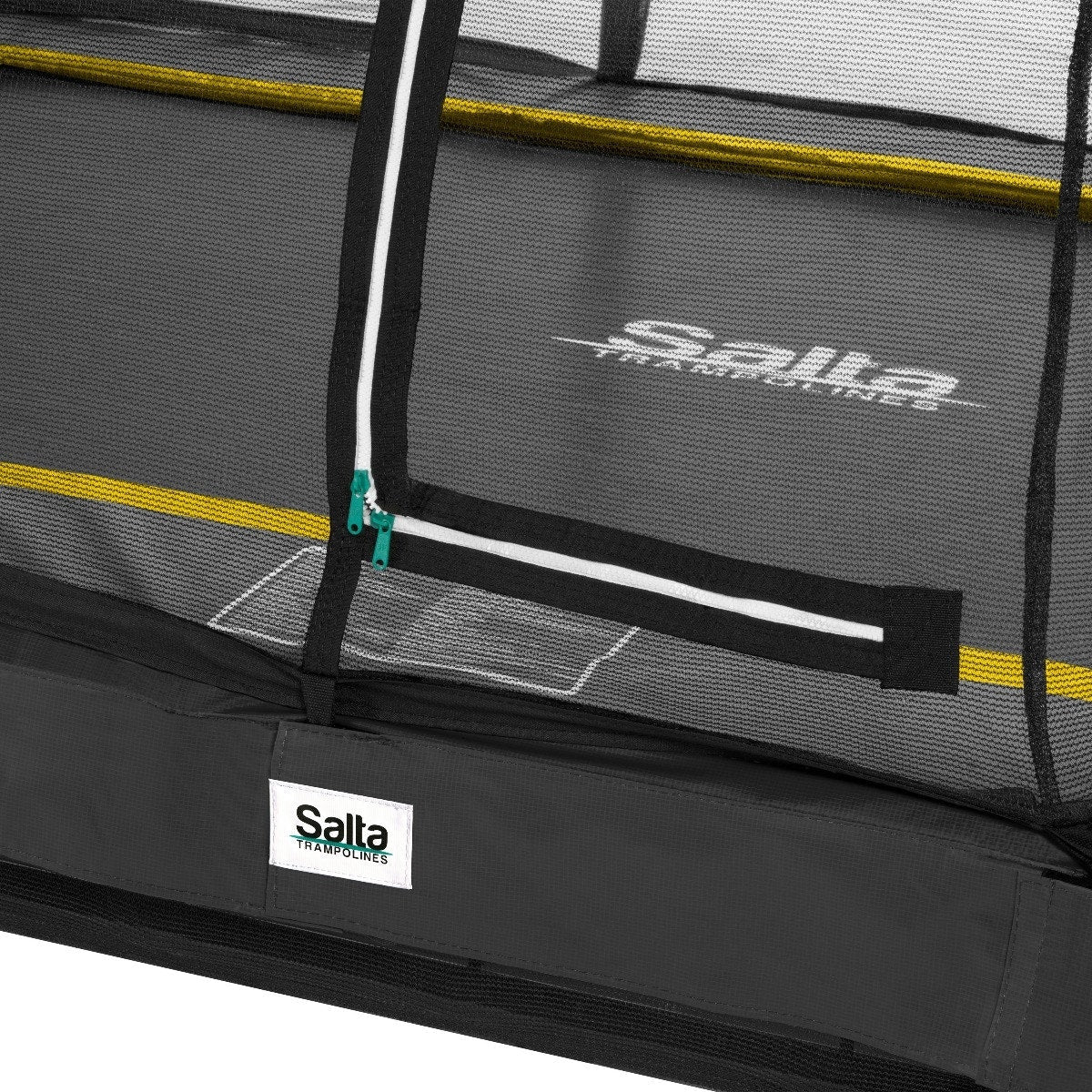 10ft x 7ft Salta Black Rectangular Comfort Edition Inground Trampoline with Enclosure - SGP Garden Ltd