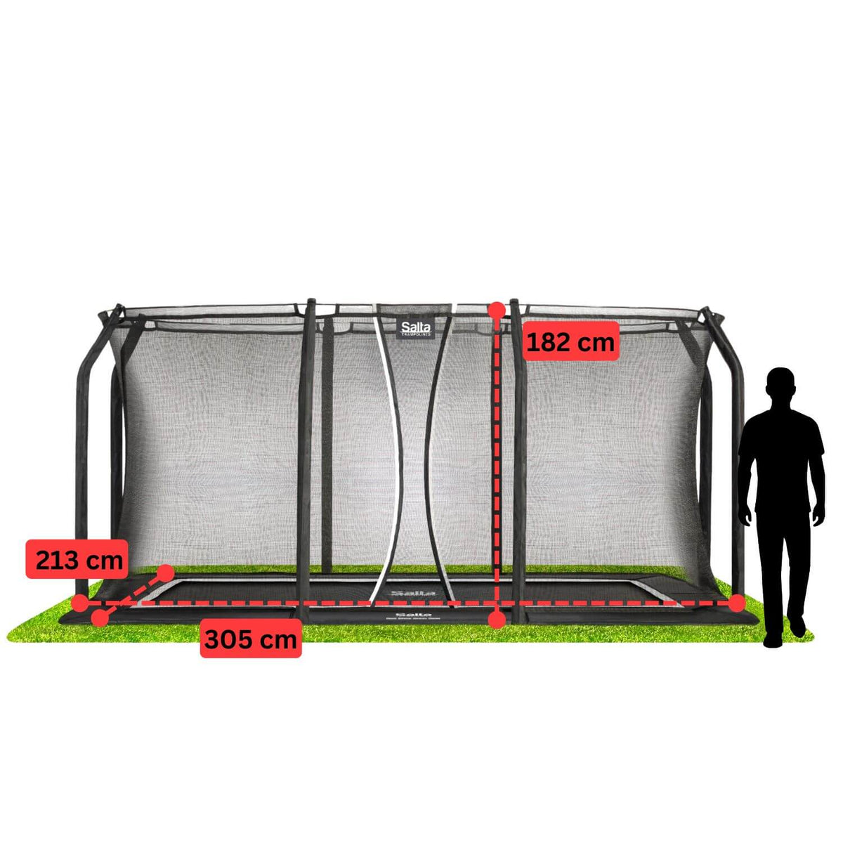 10ft x 7ft Salta Black Royal Baseground Rectangular Trampoline with Enclosure - SGP Garden Ltd