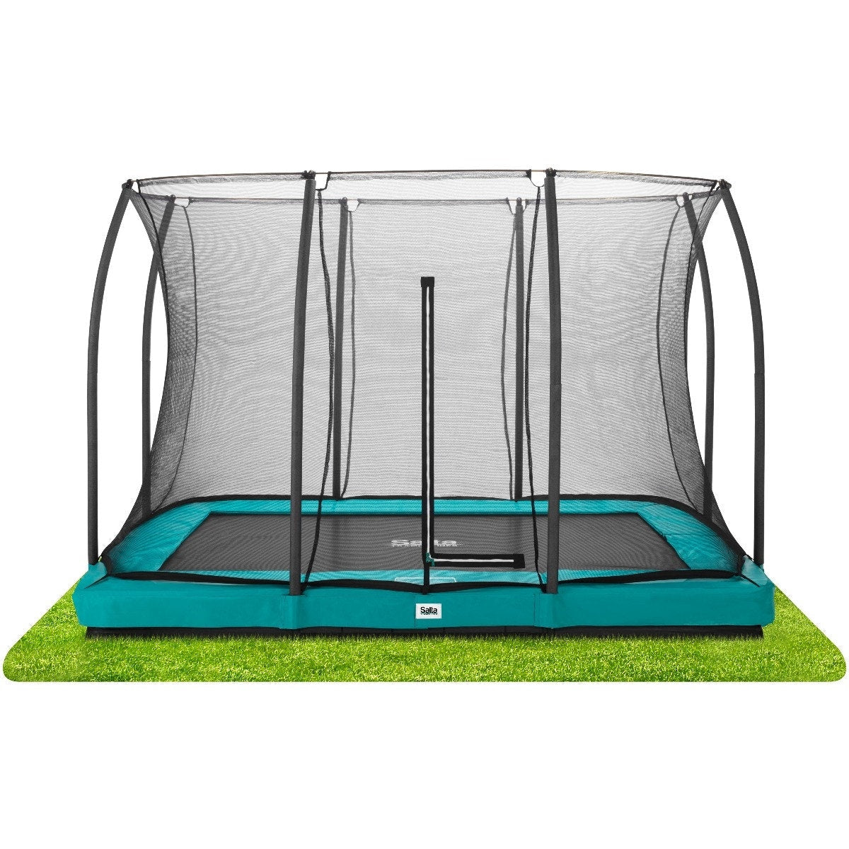 10ft x 7ft Salta Green Rectangular Comfort Edition Inground Trampoline with Enclosure - SGP Garden Ltd