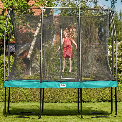 10ft x 7ft Salta Green Rectangular Comfort Edition Trampoline with Enclosure - SGP Garden Ltd