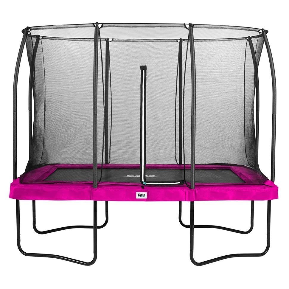 10ft x 7ft Salta Pink Rectangular Comfort Edition Trampoline with Enclosure - SGP Garden Ltd