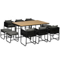 11-PC Rattan Dining Set, 10-seater | Space-Saving Design | High-Quality Materials - SGP Garden Ltd