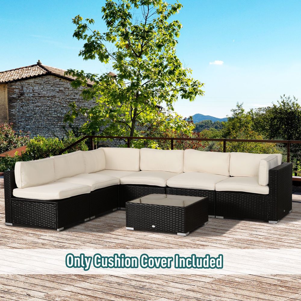 12-Piece Cushion Cover Replacement for Outdoor Garden Rattan Furniture Beige - SGP Garden Ltd