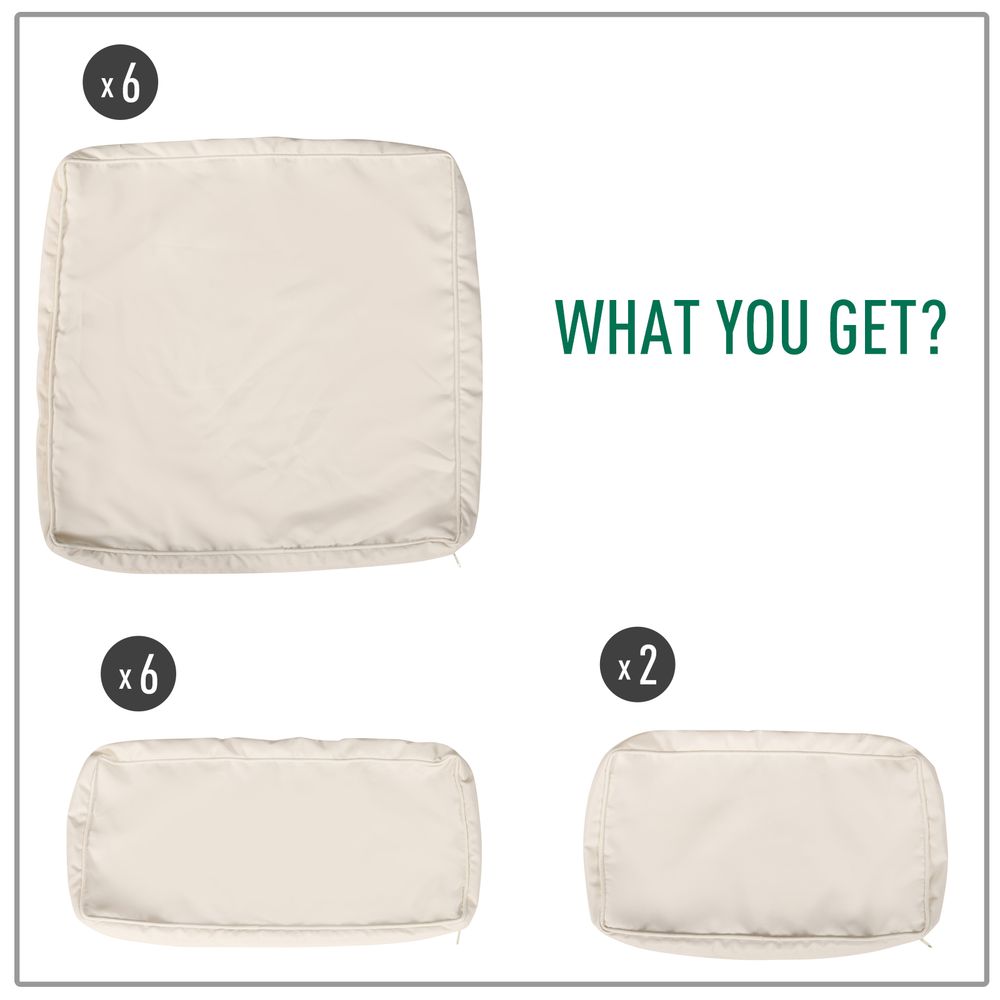 12-Piece Cushion Cover Replacement for Outdoor Garden Rattan Furniture Beige - SGP Garden Ltd
