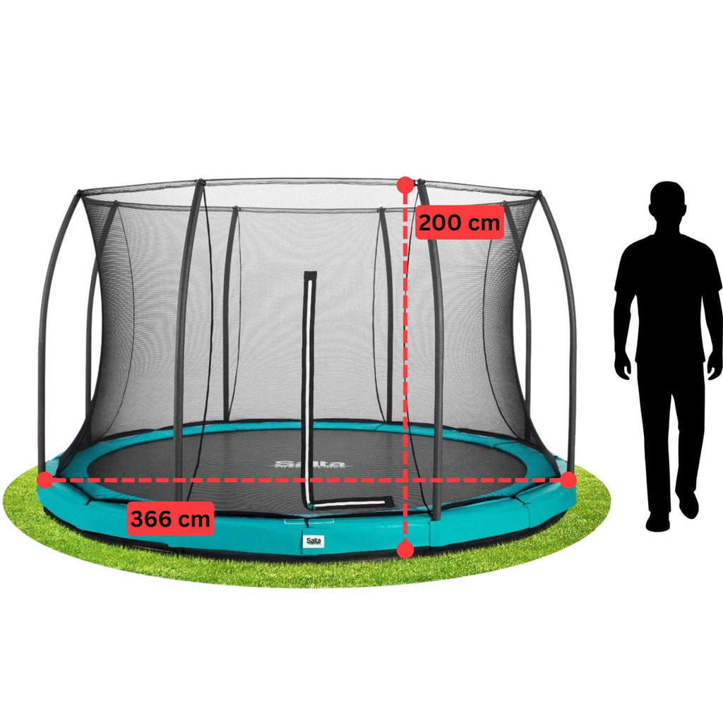 12ft Salta Green Comfort Edition InGround Round Trampoline with Enclosure - SGP Garden Ltd