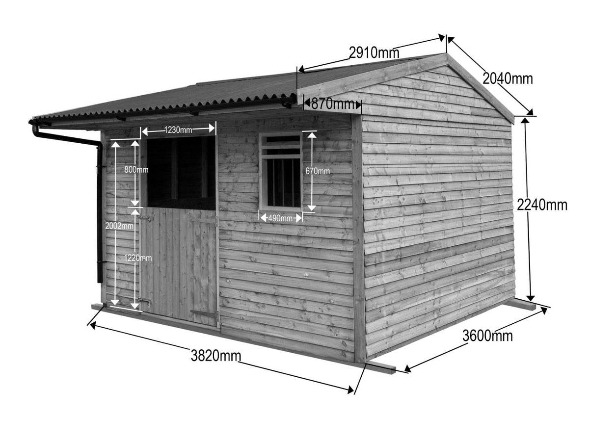 12ft x 12ft Mobile Animal Field Shelter With Overhang V.3 - SGP Garden Ltd