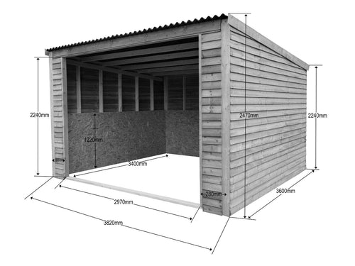 12ft x 12ft Open Front Mobile Animal Field Shelter V.2 - SGP Garden Ltd