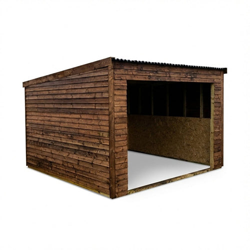 12ft x 12ft Open Front Mobile Animal Field Shelter V.2 Brown Finish - SGP Garden Ltd