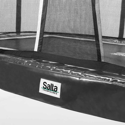 12ft x 7ft Salta Black Rectangular First Class Trampoline with Enclosure - SGP Garden Ltd