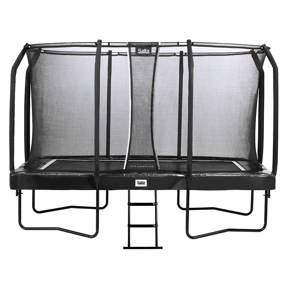12ft x 7ft Salta Black Rectangular First Class Trampoline with Enclosure - SGP Garden Ltd