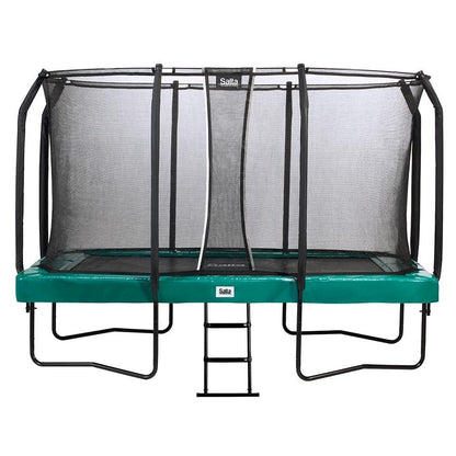 12ft x 7ft Salta Green Rectangular First Class Trampoline with Enclosure - SGP Garden Ltd