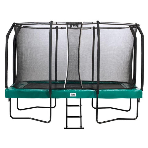 12ft x 7ft Salta Green Rectangular First Class Trampoline with Enclosure - SGP Garden Ltd