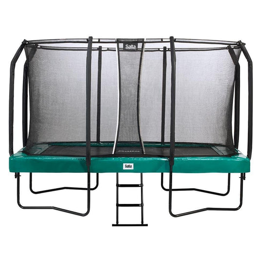 12ft x 7ft Salta Green Rectangular First Class Trampoline with Enclosure - SGP Garden Ltd