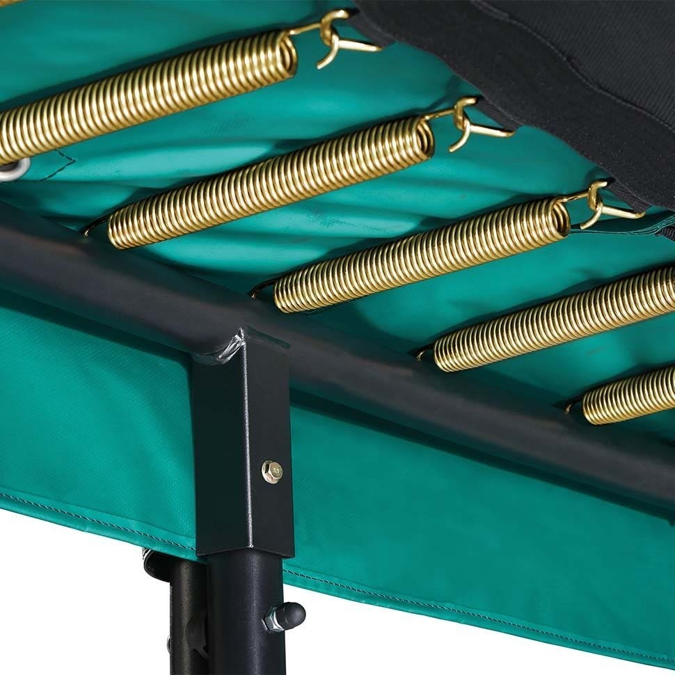 12ft x 7ft Salta Green Rectangular First Class Trampoline with Enclosure - SGP Garden Ltd