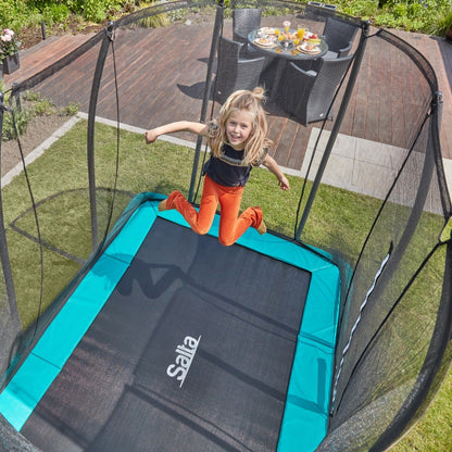 12ft x 8ft Salta Green Rectangular Comfort Edition Inground Trampoline with Enclosure - SGP Garden Ltd