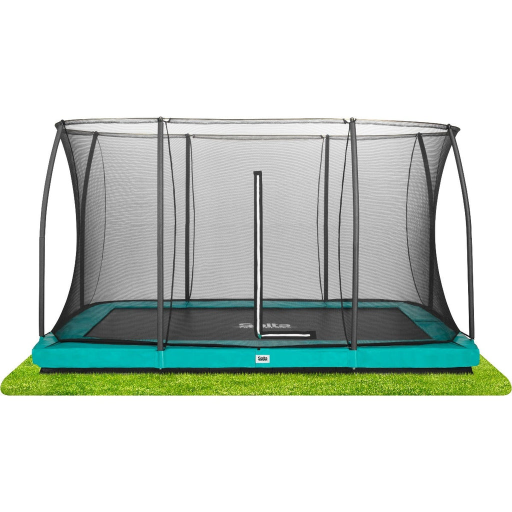 12ft x 8ft Salta Green Rectangular Comfort Edition Inground Trampoline with Enclosure - SGP Garden Ltd