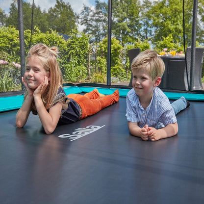 12ft x 8ft Salta Green Rectangular Comfort Edition Inground Trampoline with Enclosure - SGP Garden Ltd