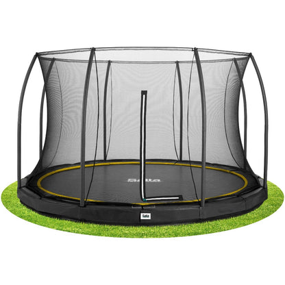 14ft Salta Black Comfort Edition InGround Round Trampoline with Enclosure - SGP Garden Ltd