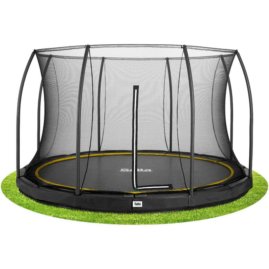 14ft Salta Black Comfort Edition InGround Round Trampoline with Enclosure - SGP Garden Ltd