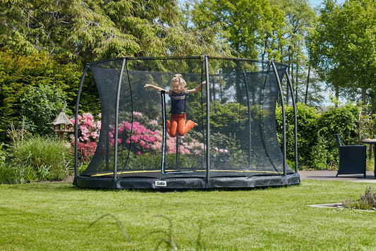 14ft Salta Black Comfort Edition InGround Round Trampoline with Enclosure - SGP Garden Ltd