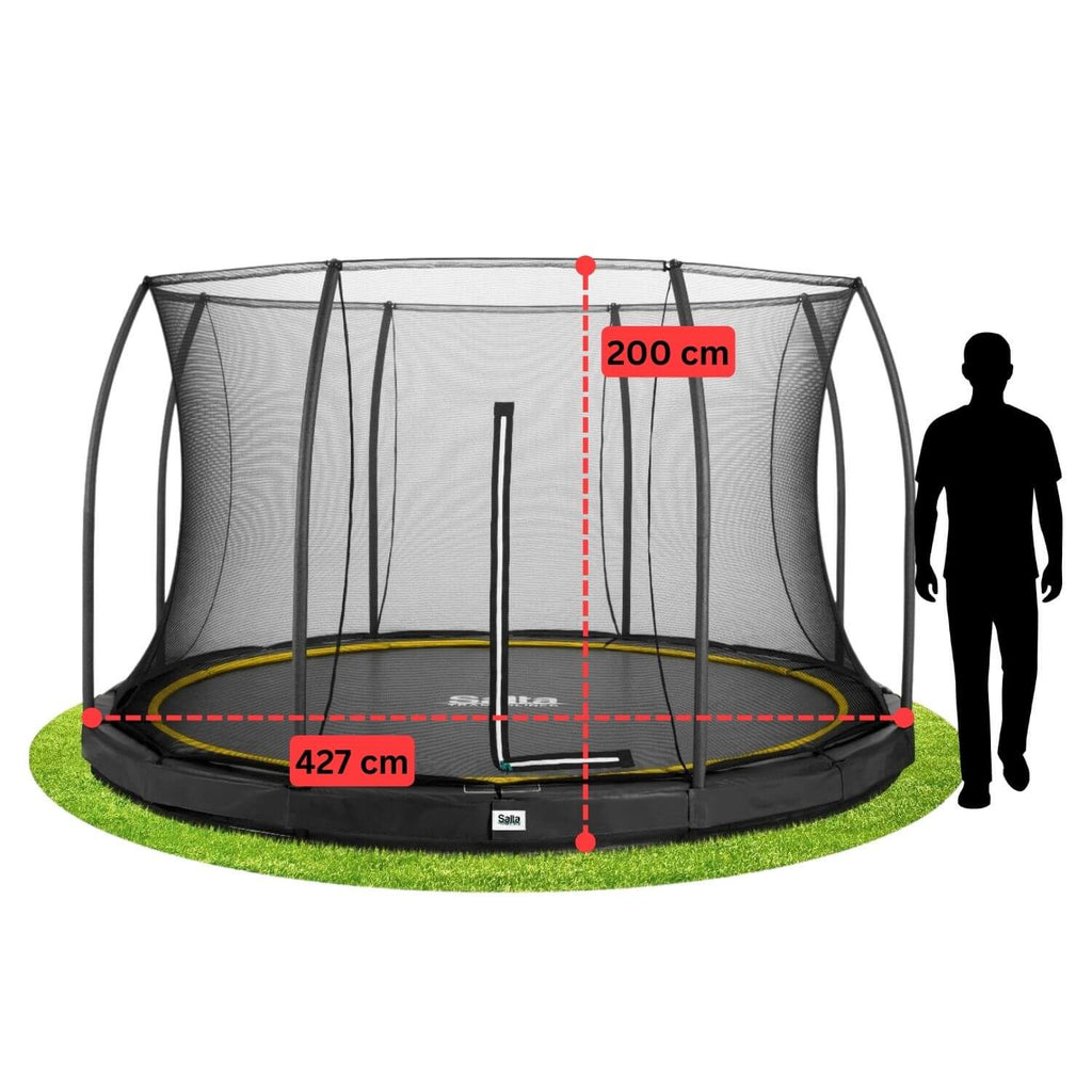 14ft Salta Black Comfort Edition InGround Round Trampoline with Enclosure - SGP Garden Ltd