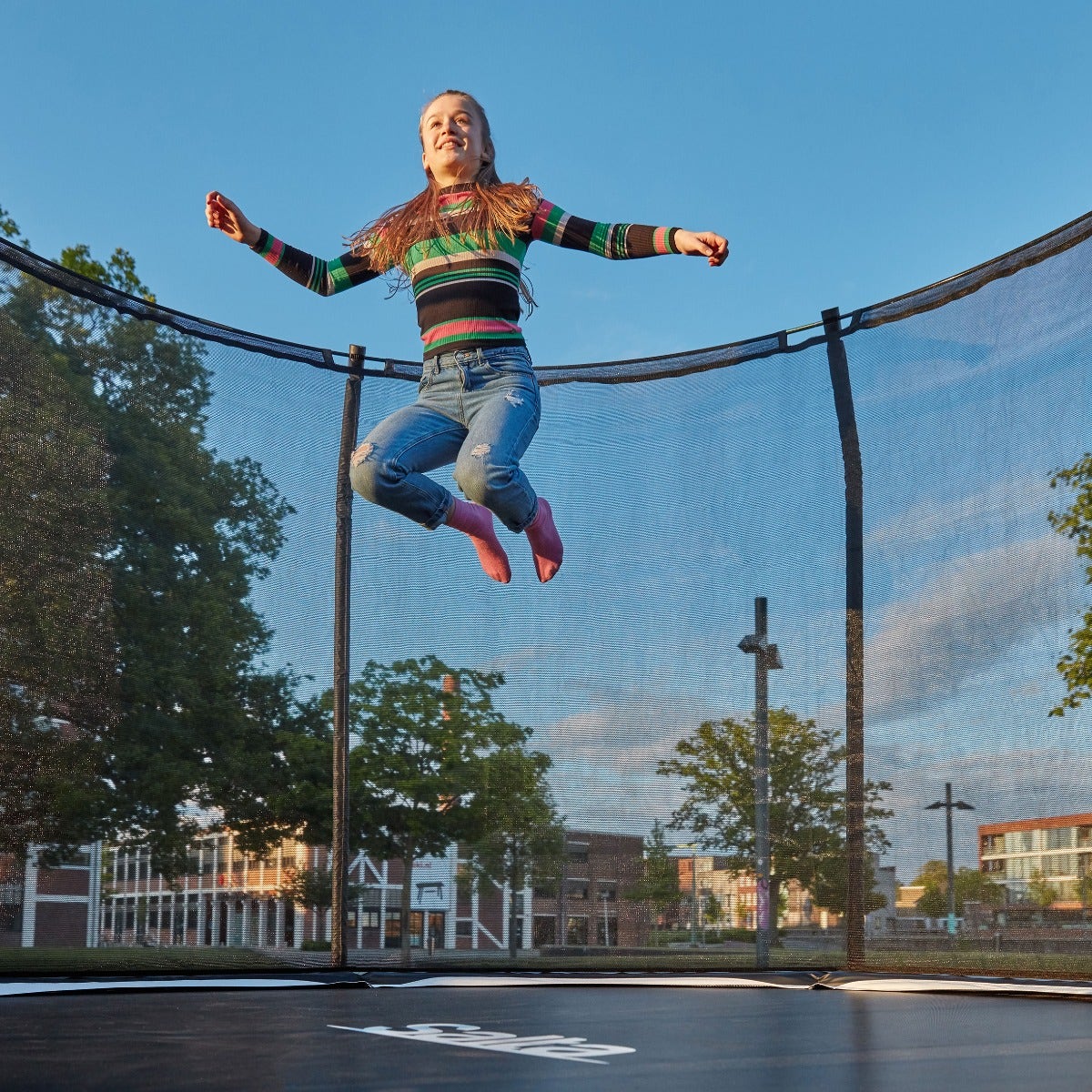 14ft Salta Black Round Premium Edition Trampoline with Enclosure - SGP Garden Ltd