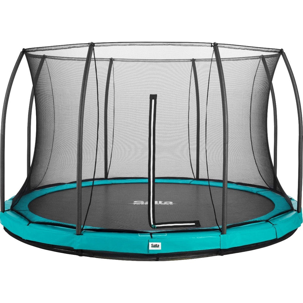 14ft Salta Green Comfort Edition InGround Round Trampoline with Enclosure - SGP Garden Ltd
