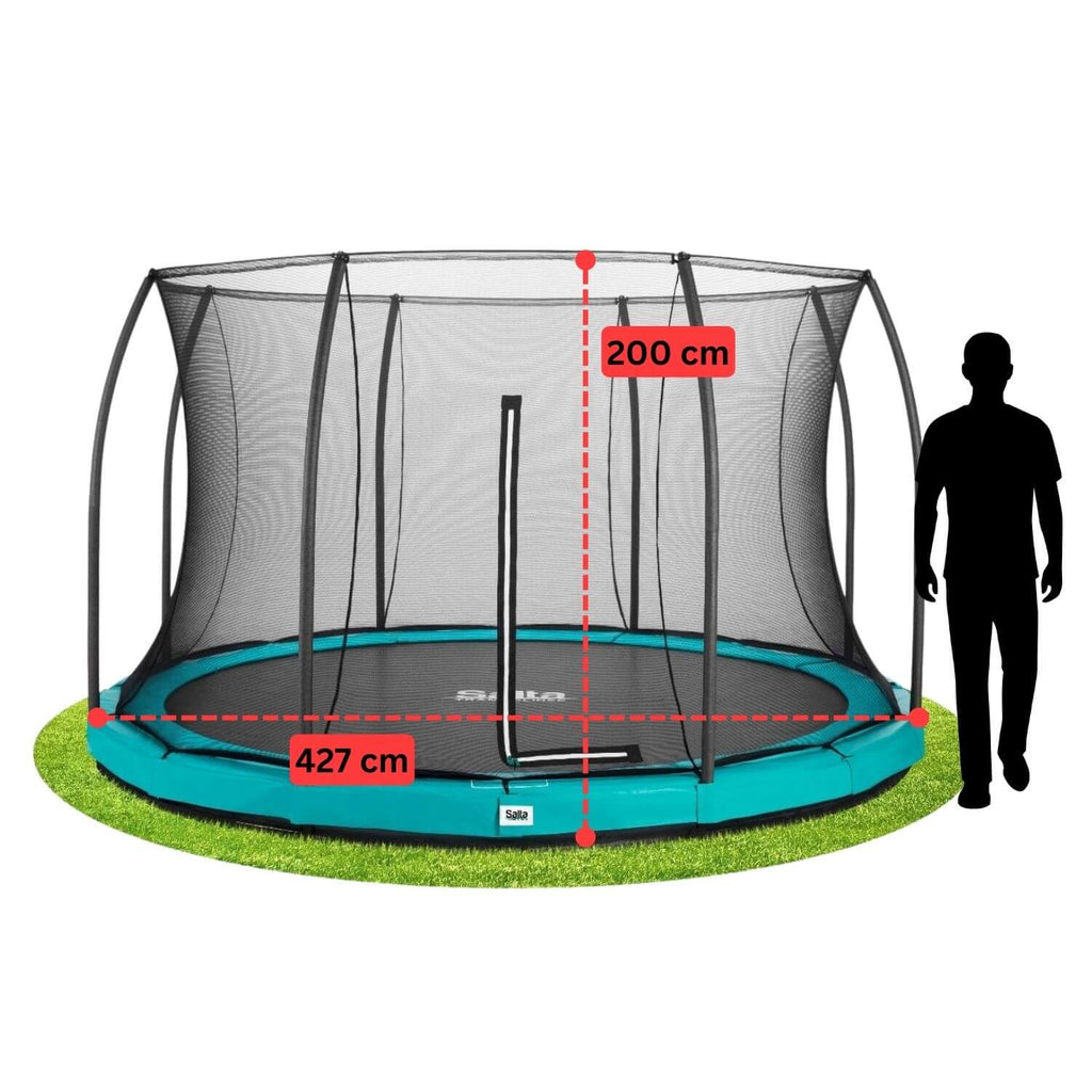 14ft Salta Green Comfort Edition InGround Round Trampoline with Enclosure - SGP Garden Ltd