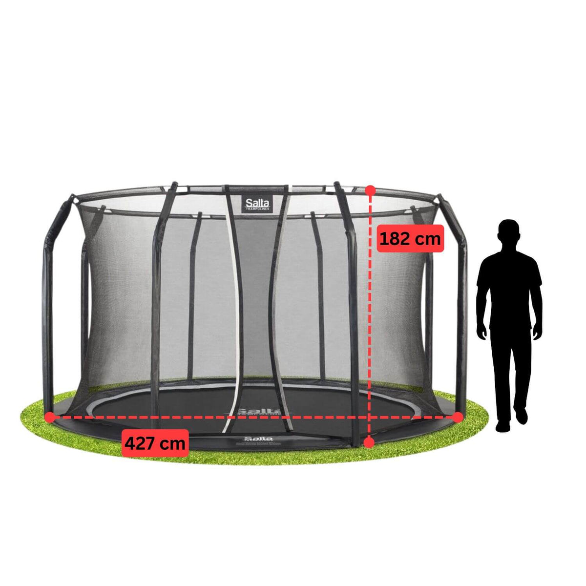 14ft Salta Royal Baseground Black Round Trampoline with Enclosure - SGP Garden Ltd