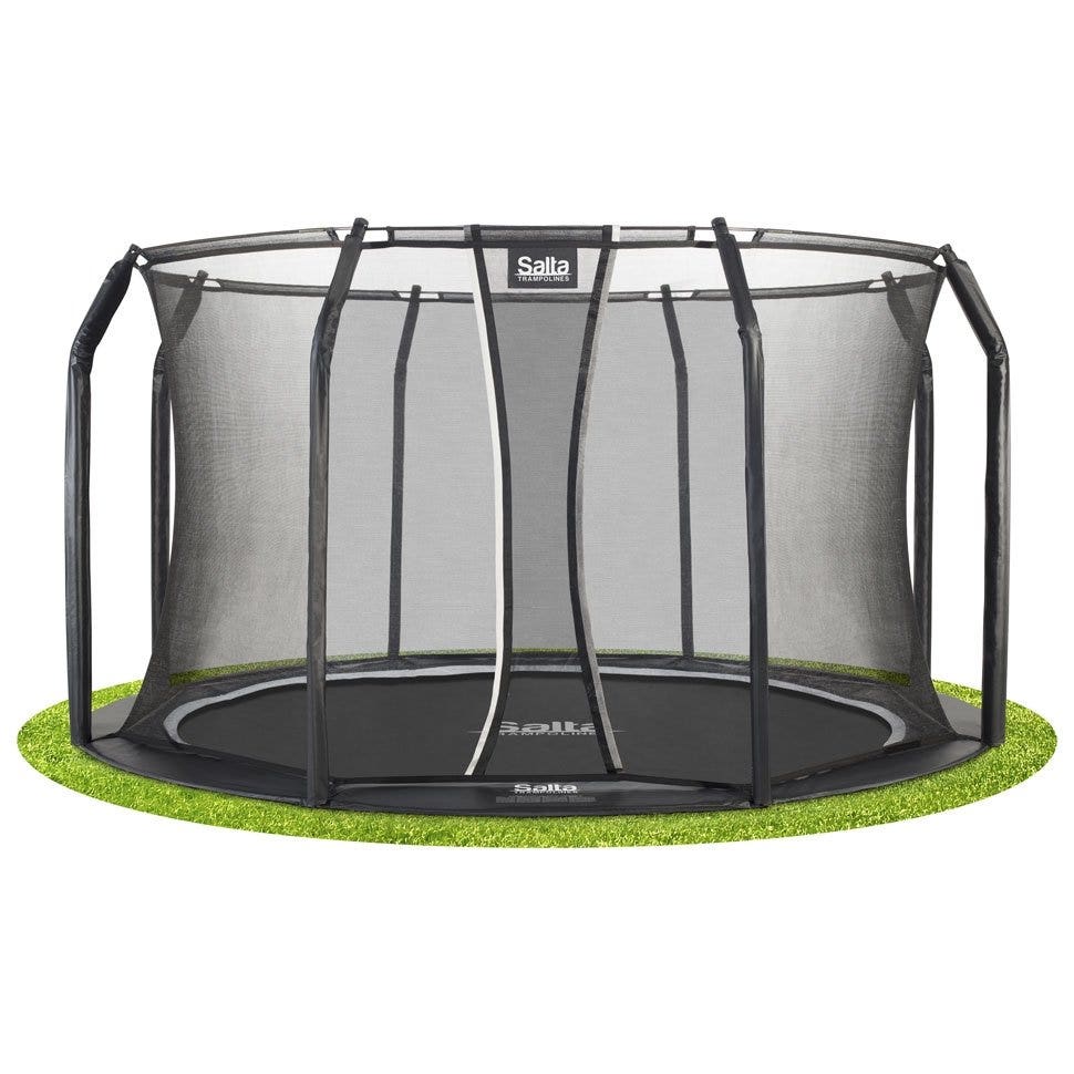 14ft Salta Royal Baseground Black Round Trampoline with Enclosure - SGP Garden Ltd