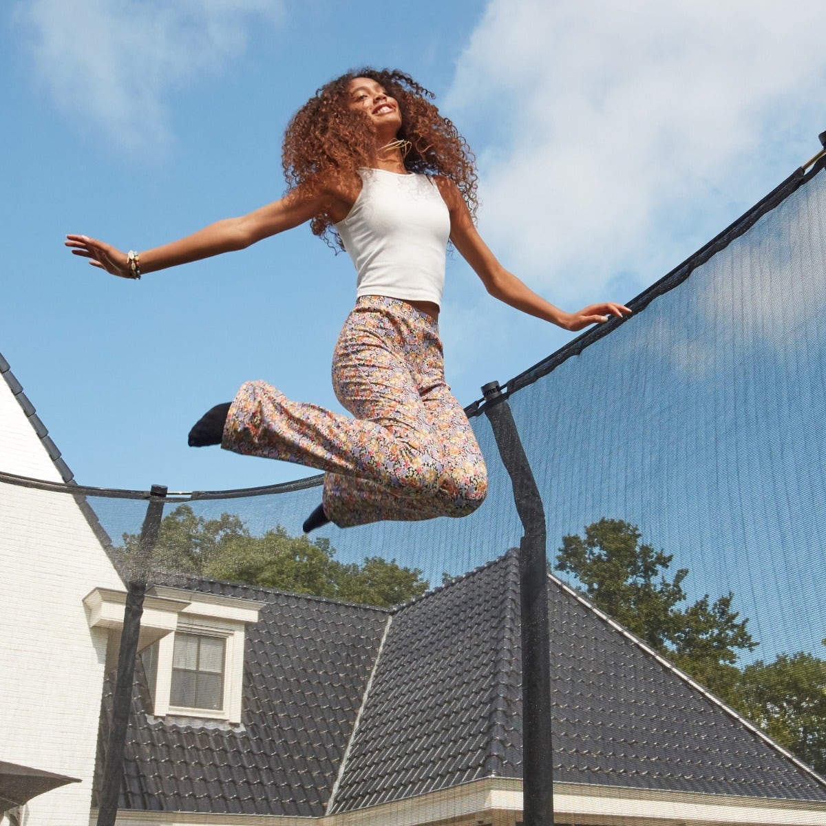 14ft x 8ft Salta Black Rectangular First Class Trampoline with Enclosure - SGP Garden Ltd