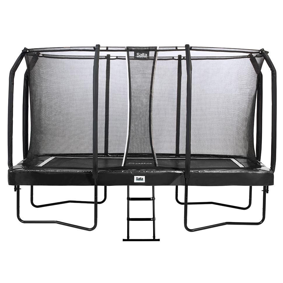 14ft x 8ft Salta Black Rectangular First Class Trampoline with Enclosure - SGP Garden Ltd