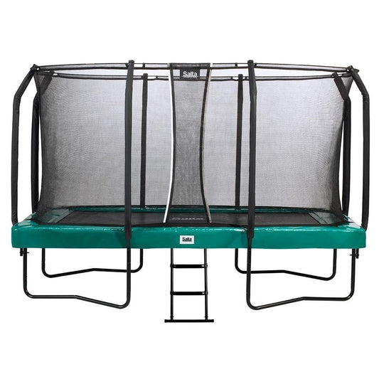 14ft x 8ft Salta Green Rectangular First Class Trampoline with Enclosure - SGP Garden Ltd