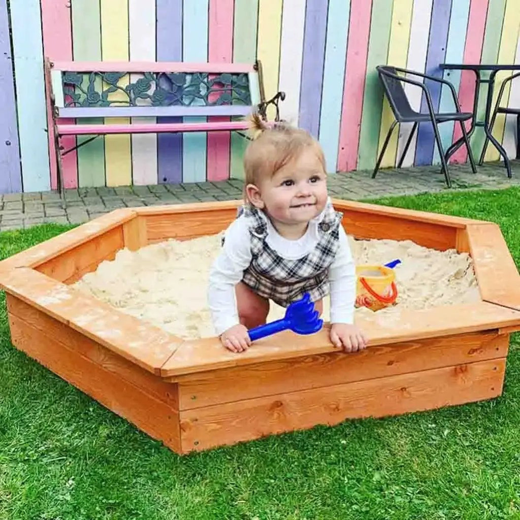 1.5m Diameter Hexagonal Wooden Sandpit - SGP Garden Ltd