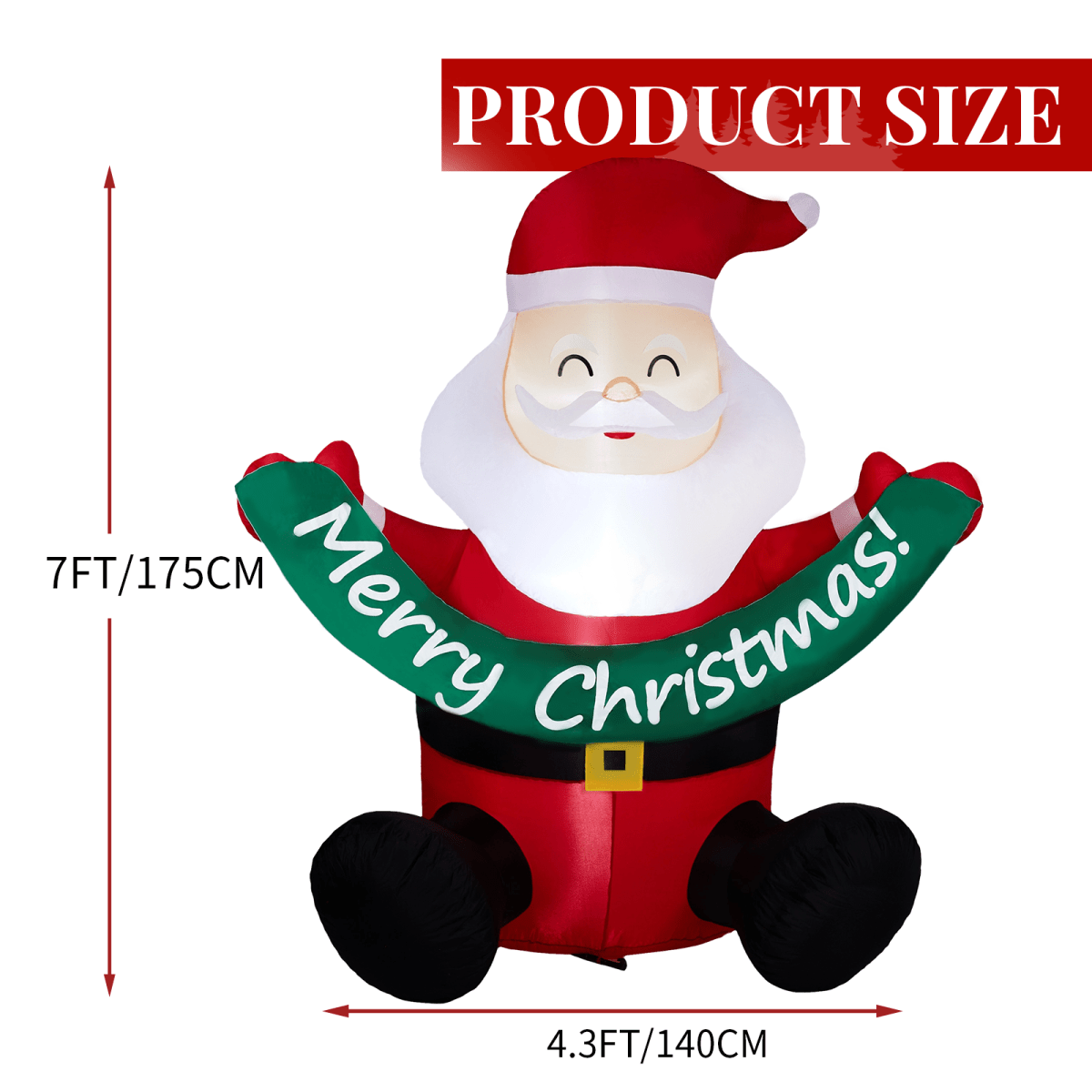 1.75M Lighted Christmas Inflatable Decoration, Inflatable Santa Claus Holding Banner, Funny Blow Up Yard Decorations with Built-in LED Lights for Holiday Party Front Yard Lawn Garden Decor - SGP Garden Ltd