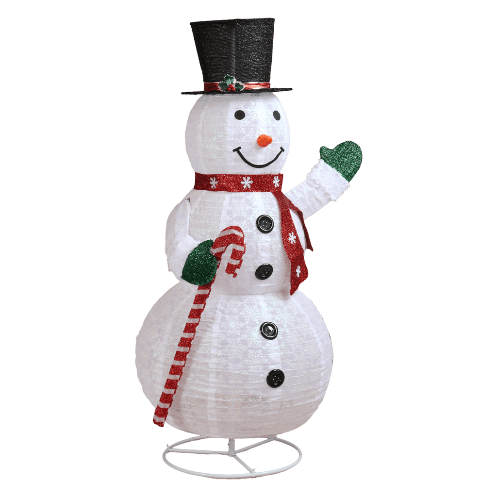 1.7M Lighted Snowman Holding Candy Cane Christmas Yard Decorations, Pre-lit Pull Up Snowman with 240 White LEDs, for Xmas Outdoor Holiday Indoor Decor Lighted Holiday Displays, White - SGP Garden Ltd