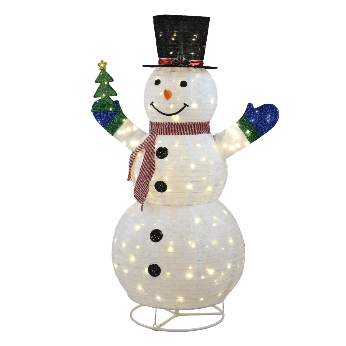 1.7M Lighted Snowman Holding Small Tree Christmas Yard Decorations, Pre-lit Pull Up Snowman with 200 Warm White LEDs, for Xmas Outdoor Holiday Indoor Decor Lighted Holiday Displays, White - SGP Garden Ltd