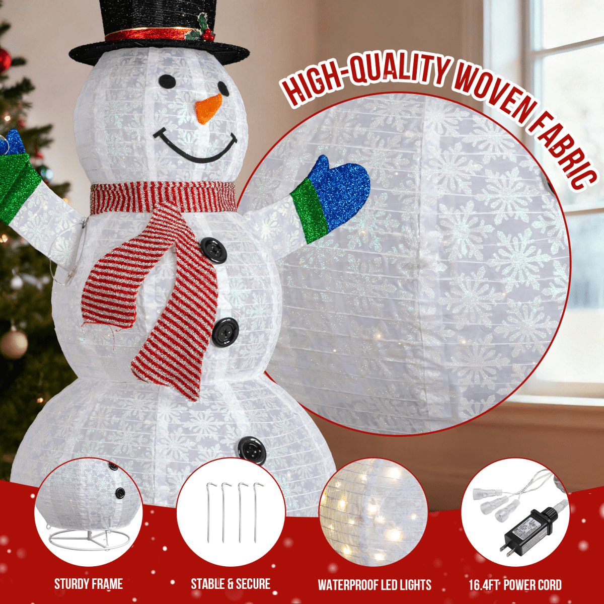 1.7M Lighted Snowman Holding Small Tree Christmas Yard Decorations, Pre-lit Pull Up Snowman with 200 Warm White LEDs, for Xmas Outdoor Holiday Indoor Decor Lighted Holiday Displays, White - SGP Garden Ltd